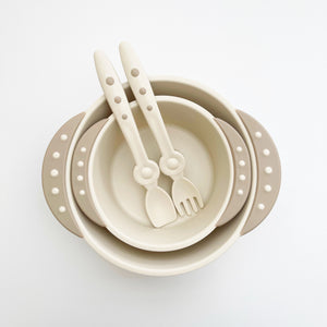 Fun Bowl Sectioned Cereal Bowl with Beige Handle