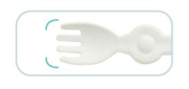 Rounded edges of baby fork are gentle on baby's gums. This is a baby  safe utensil.